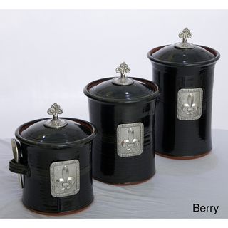 Artisans Domestic 3 piece Gourmet Canister Set with Fleur De Lys Accents Phat Tommy Storage Canisters