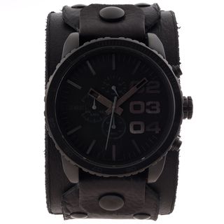 Diesel Men's Black Leather Strap Chronograph Watch Diesel Men's Diesel Watches