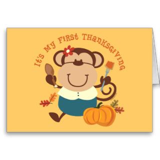 Monkey Girl 1st Thanksgiving Greeting Card