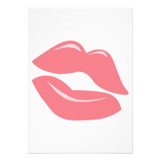Pink Kissy Lips Personalized Invites