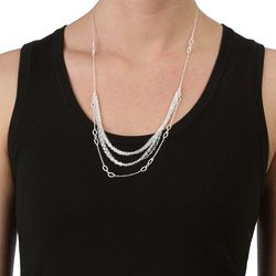 Dolce Giavonna Sterling Silver 24 inch Multi strand Runway Necklace (1 mm) Dolce Giavonna Sterling Silver Necklaces
