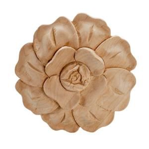 American Pro Decor 2 7/8 in. x 1/2 in. Unfinished Small Hand Carved North American Solid Alder Wood Onlay Rose Wood Applique 5APD10361