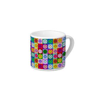 Rainbow smiley face squares espresso mugs