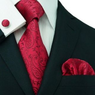 Men's Red Paisley Silk Tie Set 546S at  Mens Clothing store
