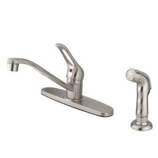 Kingston Brass KB562SNSP Wyndham Kitchen Faucet with Metal Lever Handle and Side Spray, Satin Nickel   Touch On Kitchen Sink Faucets  