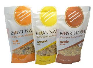 Bear Naked 100% Pure & Natural Granola Banana Nut Maple Pecan Fruit and Nut Variety 3 Pack  Granola Breakfast Cereals  Grocery & Gourmet Food