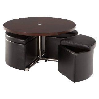 Standard Furniture Cosmo Adjustable Height Round Wood Top Coffee Table  