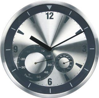 DreamOnTime W12DC562 Wall Clock 12 Inch Black with Thermometer and Hygrometer (CELSIUS ONLY)  