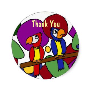 BC  Funny Parrots Thank You Stickers