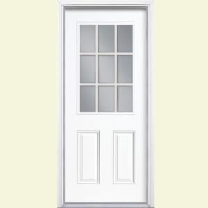Masonite 9 Lite Painted Steel Entry Door with Brickmold 26745