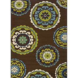 Green Outdoor Polypropylene Area Rug (8'6" x 13') Style Haven 7x9   10x14 Rugs