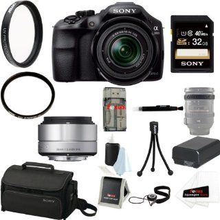 Sony A3000 ILCE 3000 ILCE 3000KB 20.1MP Interchangeable Lens Camera with 18 55mm Zoom Lens (Black) + Sigma 30mm f/2.8 DN Lens for Sony E mount Cameras (Silver) + Sony 32GB SDHC + Sony Soft Carry Case + Tiffen 49mm and 46mm UV Protector Filter + Replacement