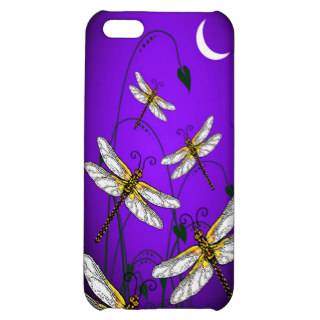 Dragonflies with Moon Purple Background Cover For iPhone 5C