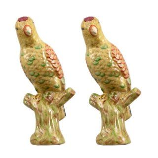 Birds Pattern Yellow Bird Hand Painted Statue Decor (Pack 2), 5 x 5.25 x 11 (in.)  