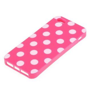 New Lovely White Polka Dots Pink Soft Shell Cover Case for Apple Iphone 5 Cell Phones & Accessories