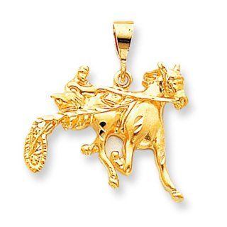 10K Yellow Gold Sulky Horse Racing Charm Race Jewelry Jewelry