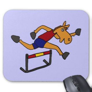 XY  Funny Horse Jumping Over Hurdles Cartoon Mousepads