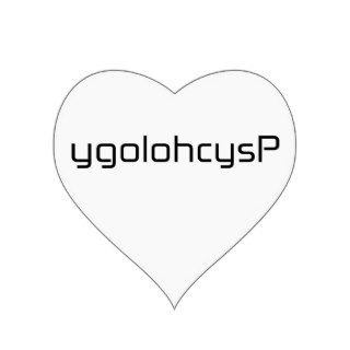ygolohcysP black blue gray white Heart Stickers