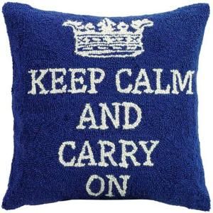 Home Decorators Collection Hooked 18 in. Red Square Keep Calm Pillow 0576700310