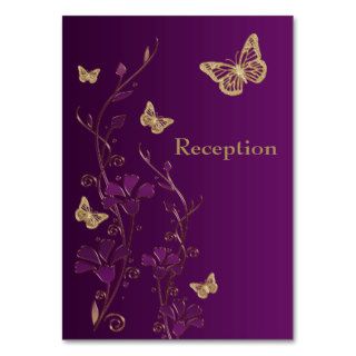 Purple, Gold Floral Butterflies Enclosure Card Business Card
