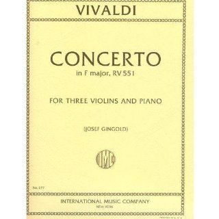 Vivaldi Antonio Concerto in F Major Op 23 No. 1 RV 551 For Three Violins and Piano by Josef Gingold Musical Instruments