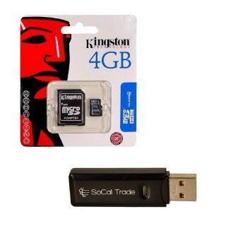 SoCal Trade Products   Kingston 4 GB 4gb (4 Gigabyte) Class 4 MicroSDHC / MicroSD HC Memory Card SDC4/4GB for Samsung Cell phone / Tablet Compatible  Dart, DoubleTime I857, Droid Charge I510, DuosTV I6712, E1150, E2230, E2232, E2330, E2530, E2550 Monte S