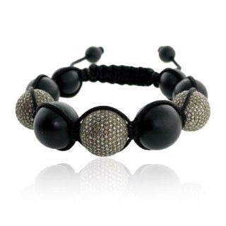 Black Onyx Gemstone Beaded Macrame Bracelet Fashion Jewelry Jewelry