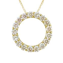 10k Gold April Birthstone Small Prong set White Topaz Circle Necklace Gemstone Necklaces