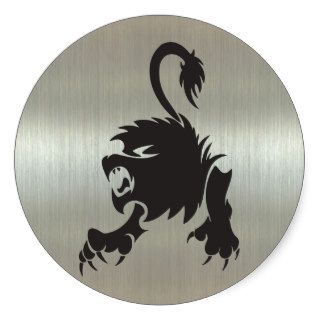 Leo Lion Silhouette on Metallic Effect Sticker