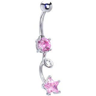 Passion Pink Gem Ecstasy Dangle Belly Ring Jewelry