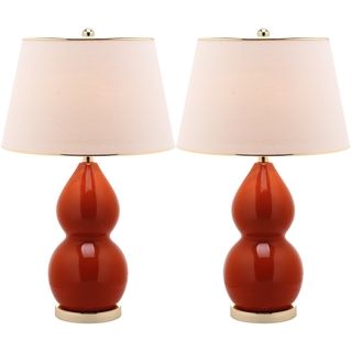 Zoey Double Gourd 1 light Orange Table Lamps (Set of 2) Safavieh Lamp Sets