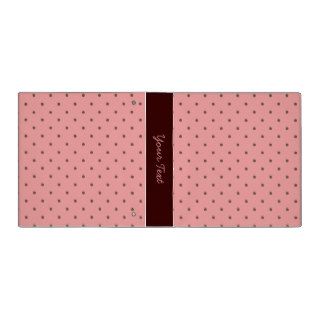 Rosy Pink With Brown Polka Dots 3 Ring Binders