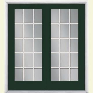 Masonite 72 in. x 80 in. Conifer Prehung Left Hand Inswing 15 Lite Steel Patio Door with Brickmold 37789
