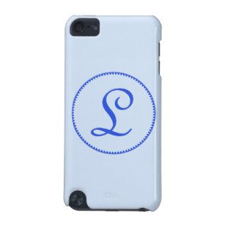 Monogram initial L blue hearts ipod touch 4G case