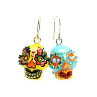 Skull Earrings 00036 Day of the Dead Accessories Ceramic Jewelry Handmade Art & Crafts Calavera Jewelry Gifts  Other Products  