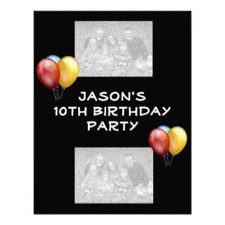 Boys Birthday Yellow Red Blue Balloons Photo Personalized Announcements