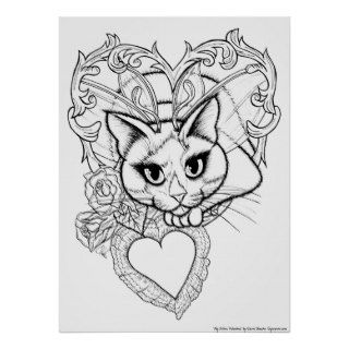 Color Your Own Valentine Fairy Cat Fantasy Print