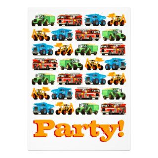 Big Trucks 2nd Birthday Party Invitation