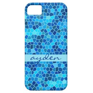 Shades of Blue Stained Glass Abstract Funky Mosaic iPhone 5 Case