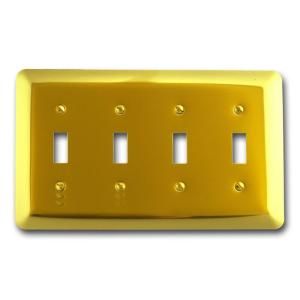 Amerelle Steel 4 Toggle Wall Plate   Bright Brass 155T4