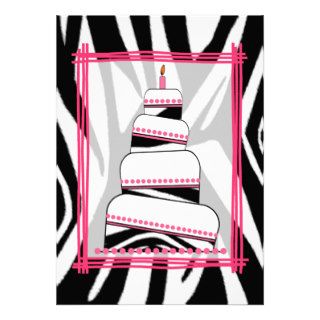 Zebra Print & Pink Birthday Party Invite