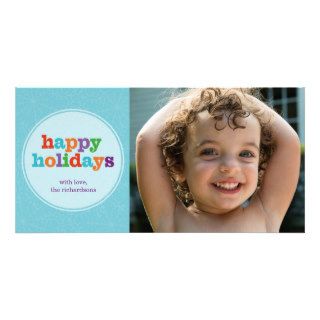 PiPo Press Blue Happy Holidays Personalized Photo Card