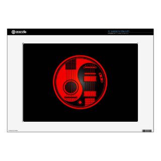 Red and Black Acoustic Electric Guitars Yin Yang 15" Laptop Decal