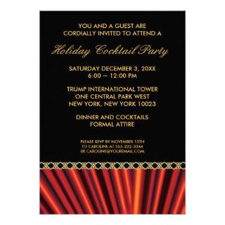 Red Gold Christmas Cocktail Party Invitations