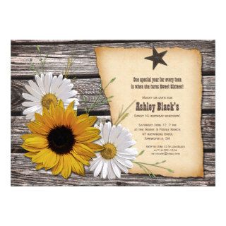 Rustic Sunflower Daisy Sweet 16 Birthday Custom Invite