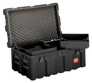 Loadmaster Footlocker Storage Trunk with Wheels, Removable Trays, Lockable Hinged Lid, from ECS Case, Black Sports & Outdoors