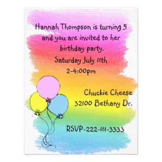 Colorful balloons birthday party invitation