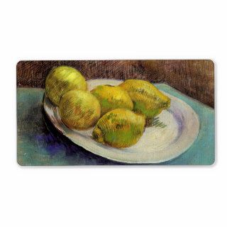 Van Gogh Lemons on a Plate, Vintage Still Life Art Shipping Label