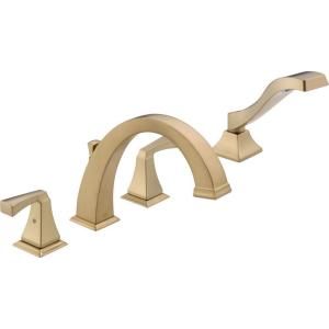 Delta Dryden 2 Handle Deck Mount Roman Tub Faucet Trim Kit Only in Champagne Bronze (Valve Not Included) T4751 CZ