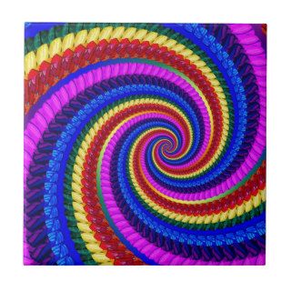 Rainbow Fractal Art Swirl Pattern Tiles